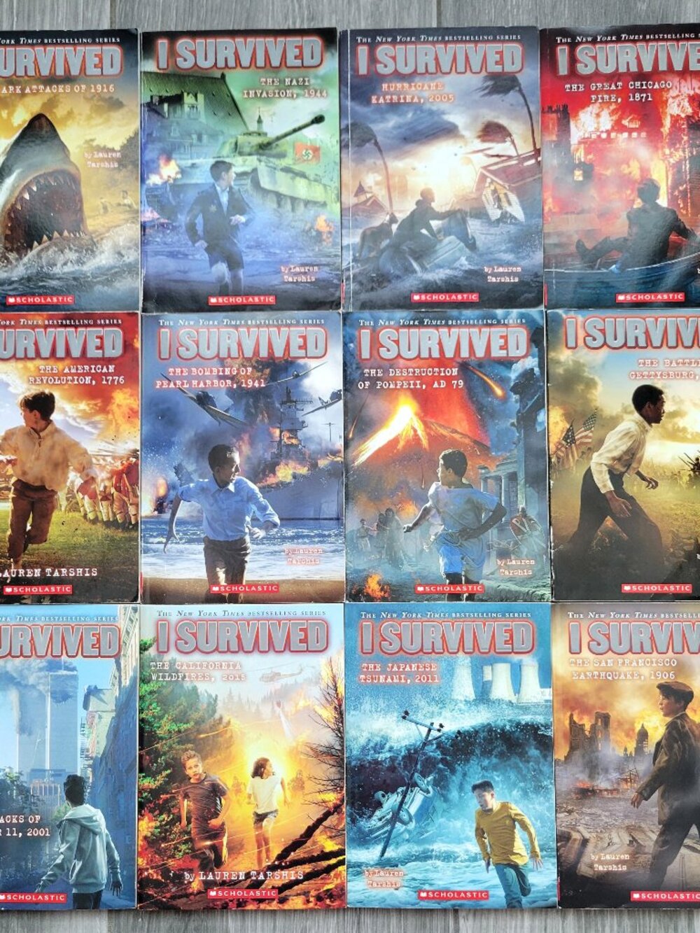 I SURVIVED SCHOLASTIC PAPERBACK BOOKS LAUREN TARSHIS NO DUPLICATES LOT OF 12